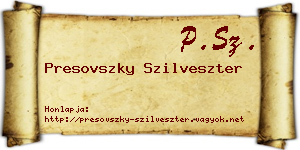 Presovszky Szilveszter névjegykártya